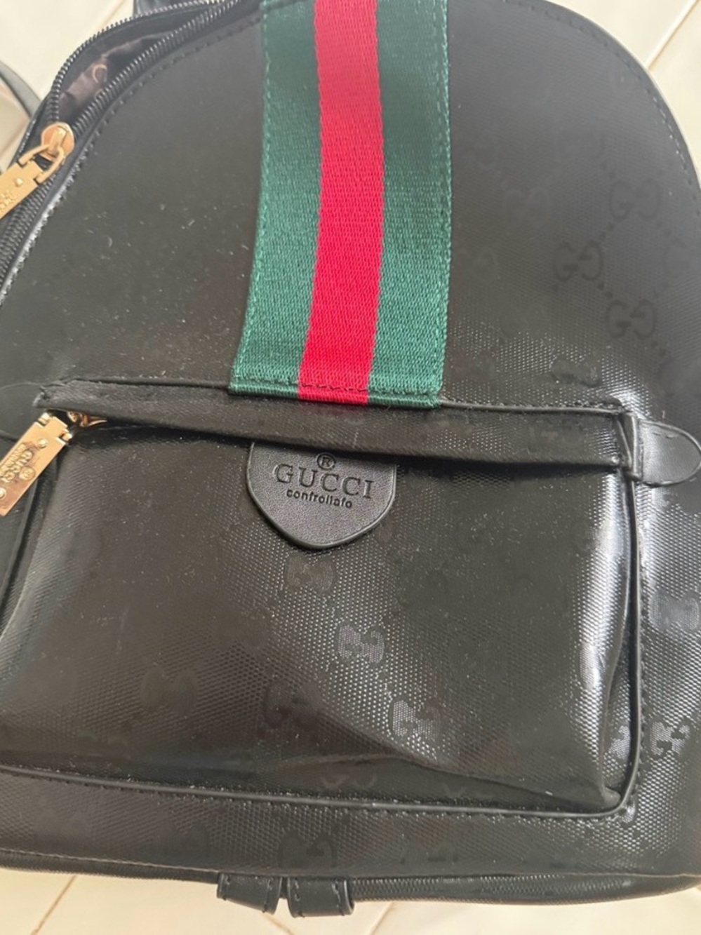 Gucci Black Backpack with Signature Web Stripe (NWOT)
